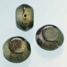 Sklenené korálky Metalické čierno/zlatá