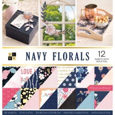 DCWV obojstranný papier Sada Navy floral 36 listov