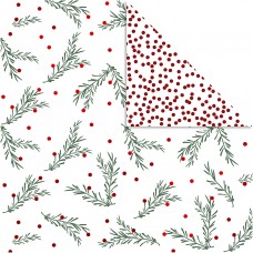 Dizajnový obojstranný papier 30,5x30,5 Vetvičky / Červené bodky