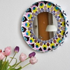 Kruhové zrkadlo Mandala fialová